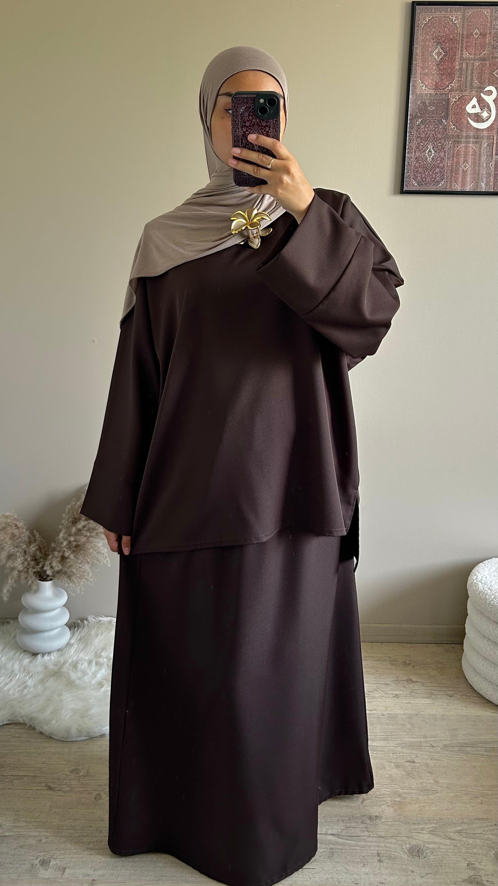 Ensemble jupe marron foncé
